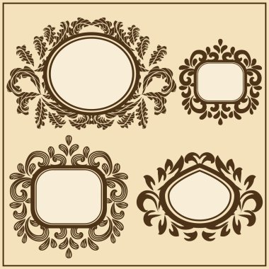 Tasarım için vintage süslü çerçeve kümesi