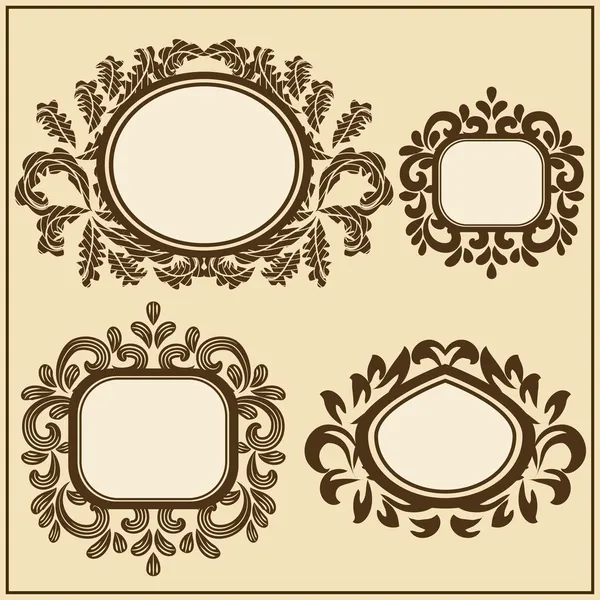 Set Of Vintage Ornate Frames For Design — Stock Vector