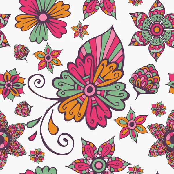 Naadloos patroon met bloemen ornament — Stockvector