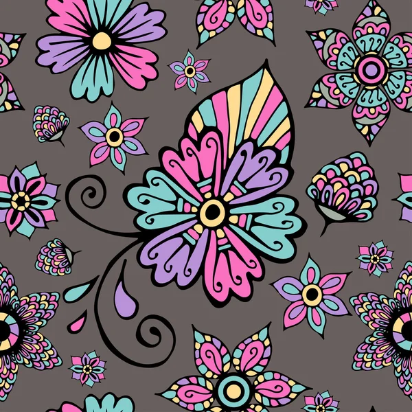 Naadloos patroon met bloemen ornament — Stockvector