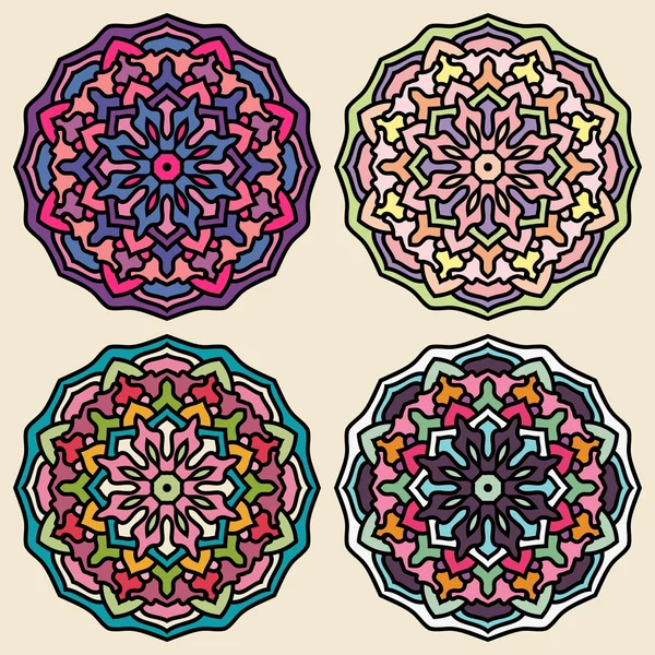 Set Of Ethnic Ornaments For Design. Mandala - Vector Circle Orna — Stock Vector