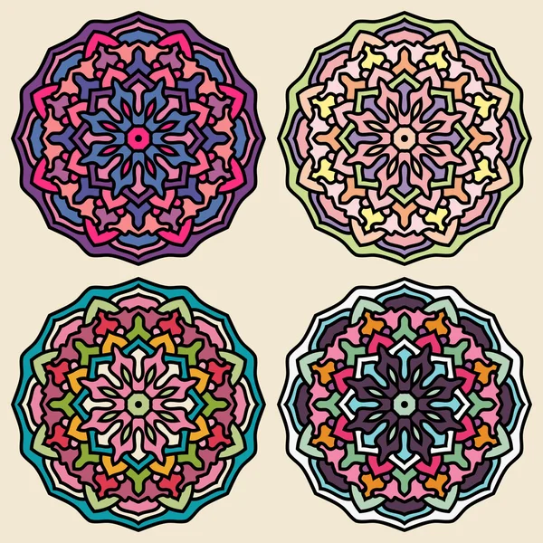 Conjunto de ornamentos étnicos para design. Mandala - Vector Circle Orna — Vetor de Stock