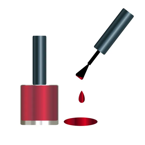 Esmalte de uñas rojo aislado. Ilustración vectorial — Vector de stock