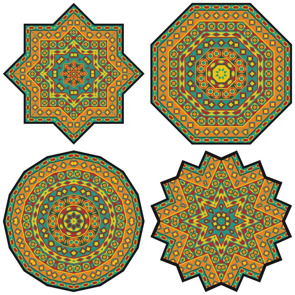 Set Of 4 Ethnic Ornaments For Design — Stock Vector