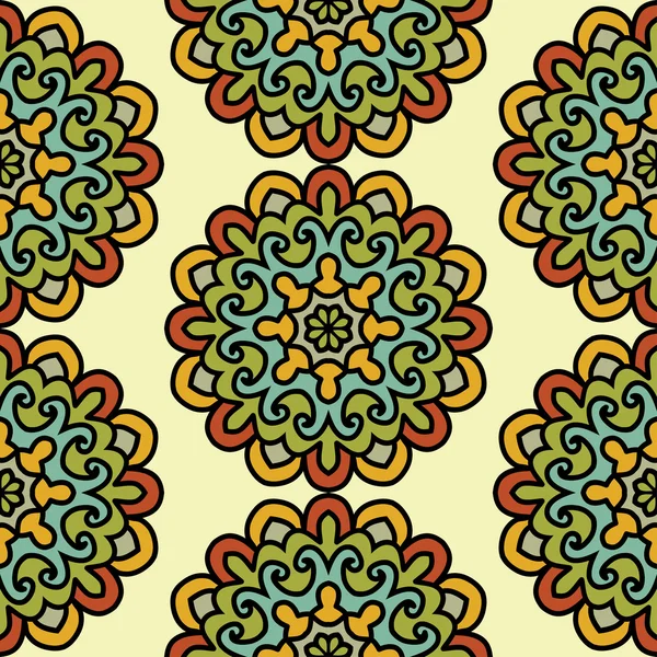 Seamless mönster med cirklar etniska prydnad Stockillustration