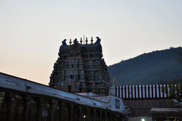 Vista Noturna Topo Templo Hindu Madurai Tamil Nadu Índia — Fotografia de Stock