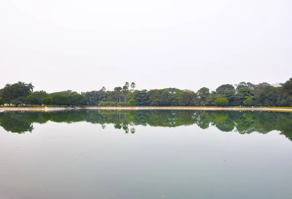 Берег Відбиває Озеро Колката Західна Бенгалія Індія — стокове фото