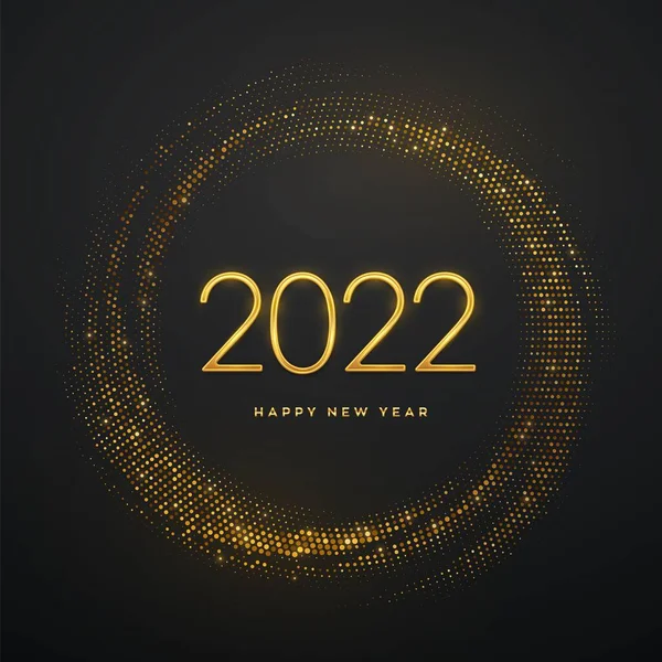 Mutlu 2022 Seneleri Işıldayan Arka Planda 2022 Numaralı Altın Metalik — Stok Vektör