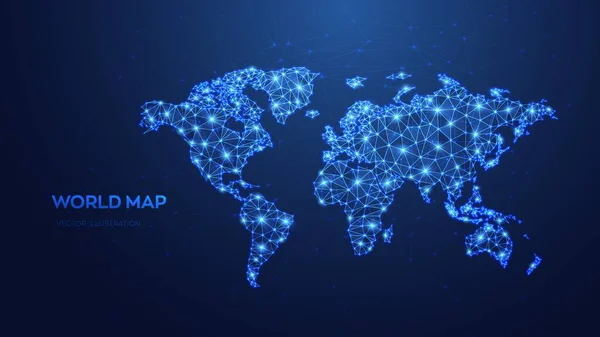 Карта Мира Абстрактная Многоугольная Карта Планеты Глобальное Сетевое Соединение Низкая — стоковый вектор