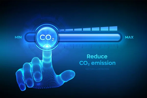 Conceito Controlo Das Emissões Dióxido Carbono Reduza Nível Co2 Wireframe — Vetor de Stock