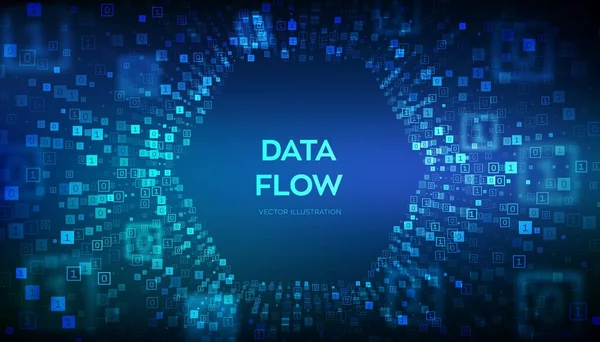 Fluxo Dados Túnel Fluxo Dados Binário Túnel Virtual Warp Codificação —  Vetores de Stock