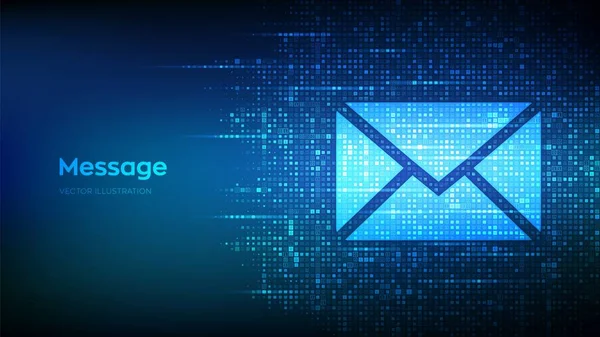 Icona Del Messaggio Fatta Con Codice Binario Mail Comunicazione Posta — Vettoriale Stock