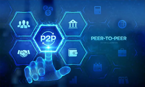 Peer Peer P2P Zahlung Und Online Modell Zur Unterstützung Oder — Stockvektor