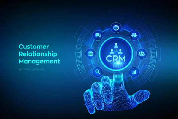 Crm Customer Relationship Management Atendimento Cliente Relacionamento Conceito Planejamento Comunicação —  Vetores de Stock