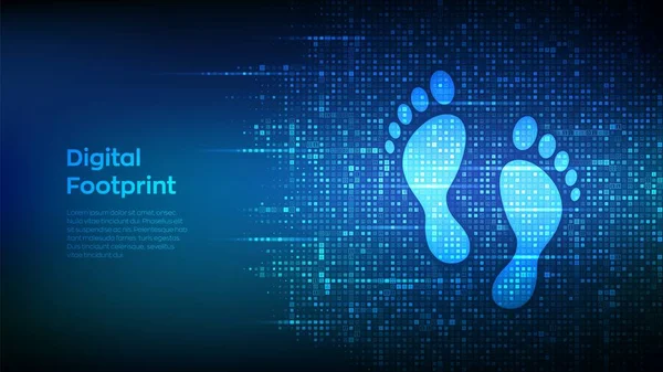 Digital Footprint Background Made Binary Code Digital Signature Computer Identity — Vector de stock