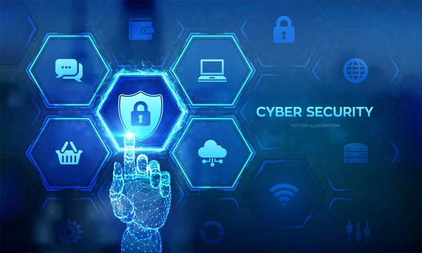 Cyber Security Data Protection Business Concept Virtual Screen Shield Protect — Stok Vektör