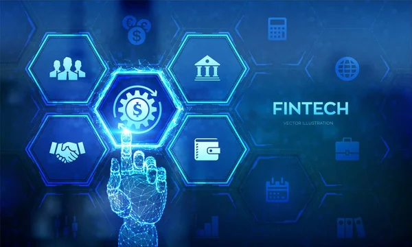 Fintech Financial Technology Online Banking Crowdfunding Business Investment Banking Payment — Archivo Imágenes Vectoriales