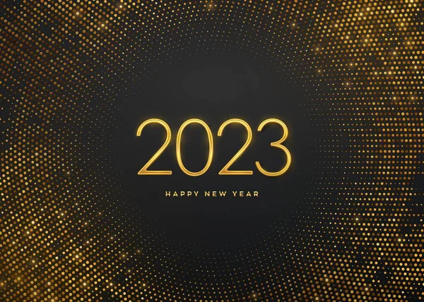 Happy New 2023 Year Golden Metallic Luxury Numbers 2023 Shimmering — Stock Vector