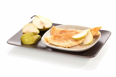 tarçın ve armut ile Pancakes.