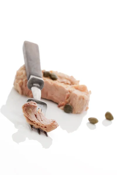 Tuna steak isolated on white. — Stock Photo, Image
