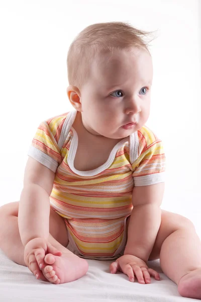 Bebê feminino bonito isolado . — Fotografia de Stock