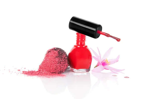 Nail polish and make up brush. — Stock Photo, Image