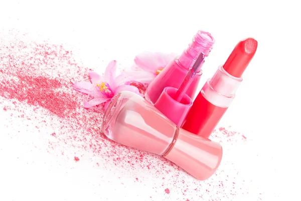 Natura morta cosmetica rosa . — Foto Stock