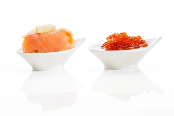 Delicious seafood. Salmon and caviar. — Stock Photo, Image
