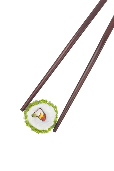 Sushi piece and chopsticks. — Stock Photo, Image