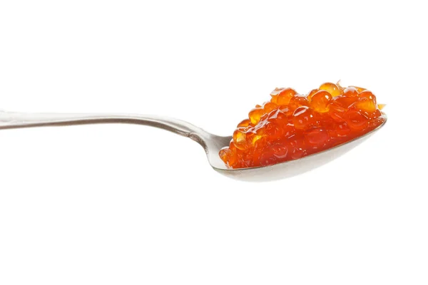 Caviar on antique silver spoon isolated. — Stock Photo, Image