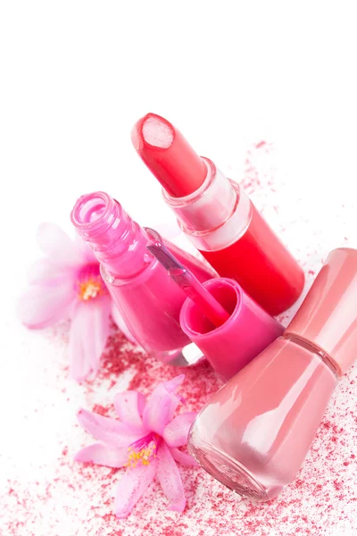 Nagellack und Lippenstift. — Stockfoto