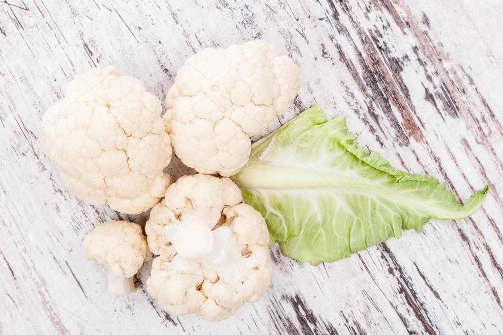 Cauliflower background, top view.