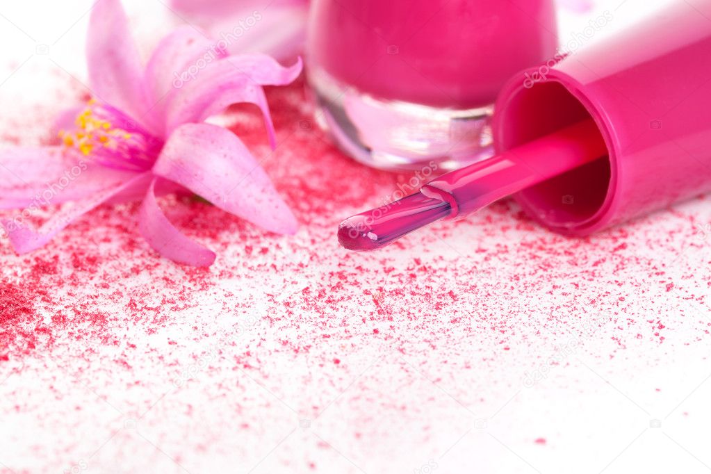Pink nail polish background.