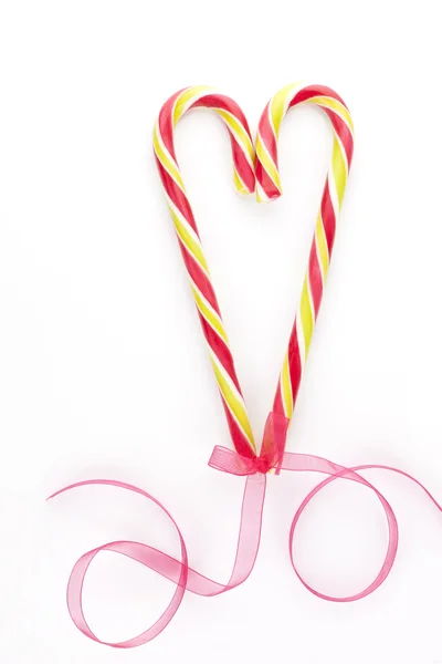 Candy cane hart achtergrond. kerst liefde. — Stockfoto