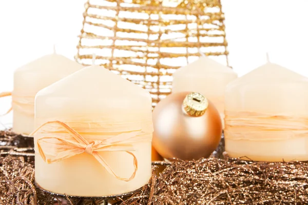 Golden christmas still life. Royalty Free Stock Images