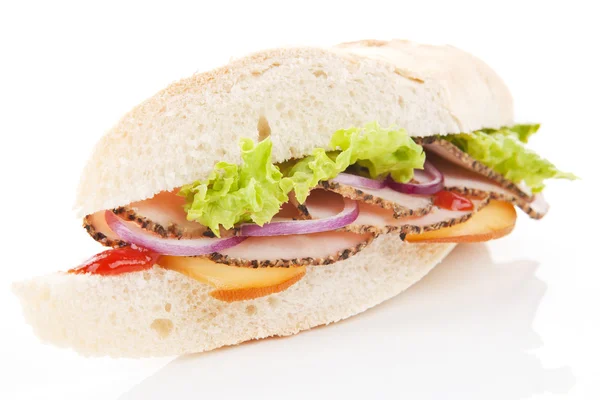 Sandwich mit Schinken und Käse. — Stockfoto