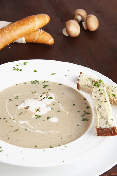 Champignon crème paddestoel soep. — Stockfoto