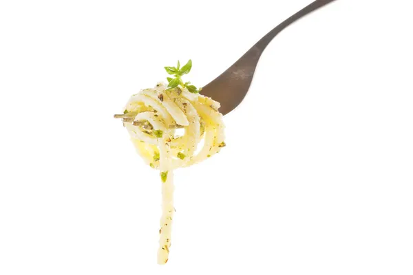 Espaguetis en tenedor . — Foto de Stock