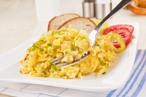 Frukost. äggröra. — Stockfoto