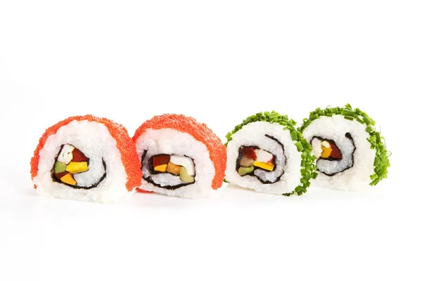 Makizushi. Four sushi rolls isolated on white. — Stock Photo, Image