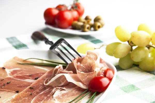 Prosciutto plaat — Stockfoto