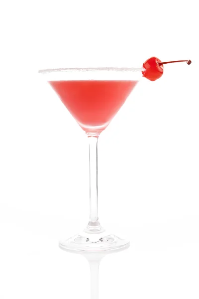 stock image Delicious fruit cocktail with cherry isolated.