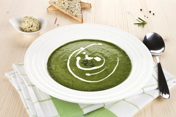 Spinazie crème soep. — Stockfoto