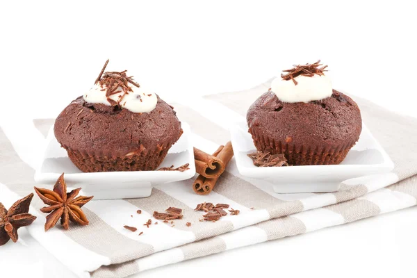 Muffins de chocolate luxuosos . — Fotografia de Stock