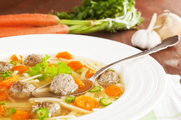 Lahodná zeleninová polévka detail. — Stock fotografie