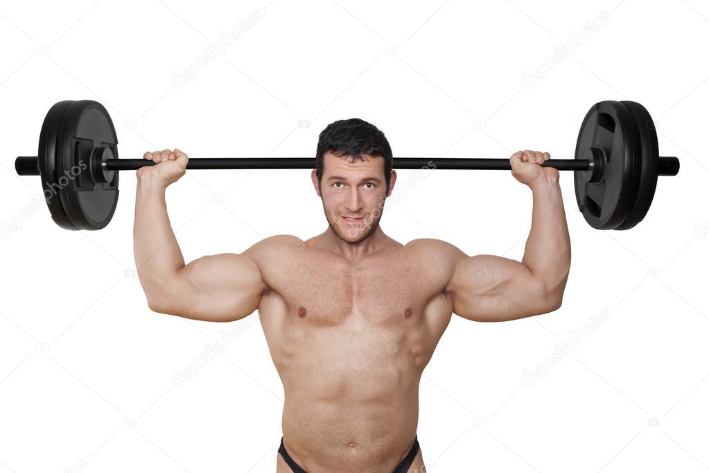 Bodybuilder lifting weights.