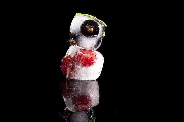 Frutas congeladas em cubos de gelo — Fotografia de Stock