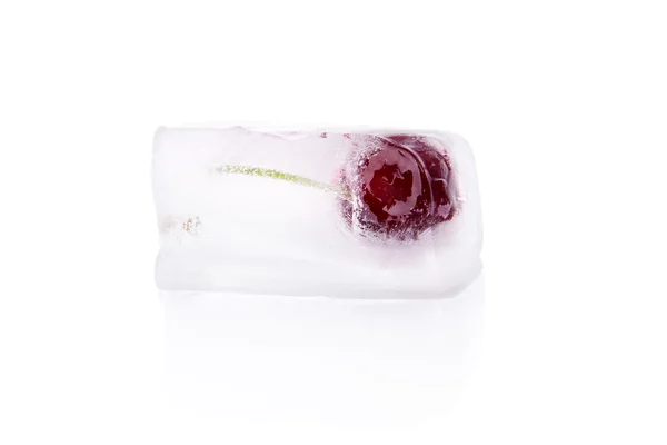 Cherry frozen in ice. — Stock Photo, Image