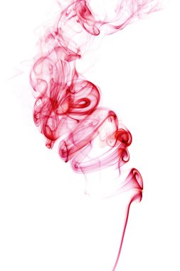 beyaz izole kırmızı duman.