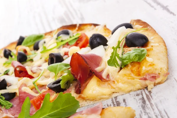 Delicious pizza detail. — Stock Photo, Image